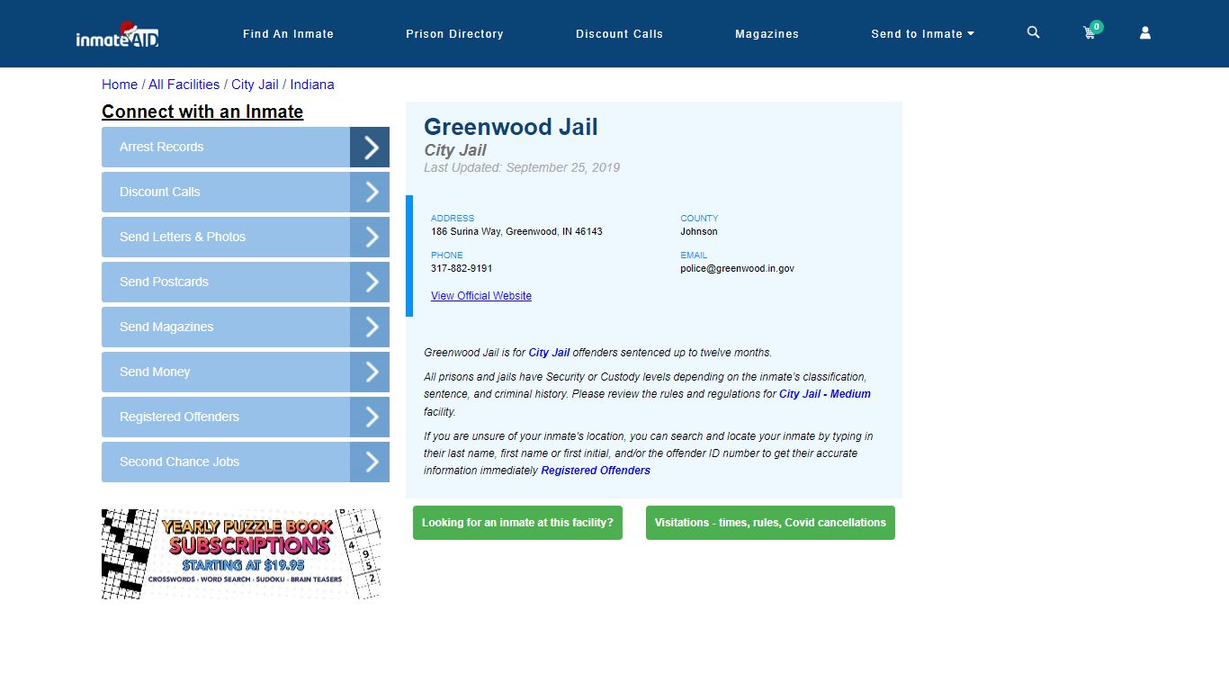 Greenwood Jail | Inmate Locator