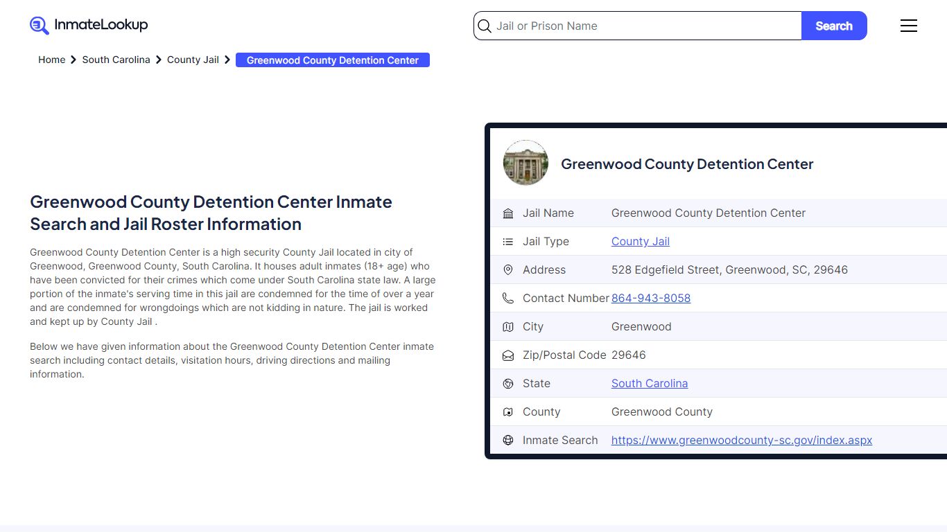 Greenwood County Detention Center Inmate Search, Jail Roster, Bookings ...